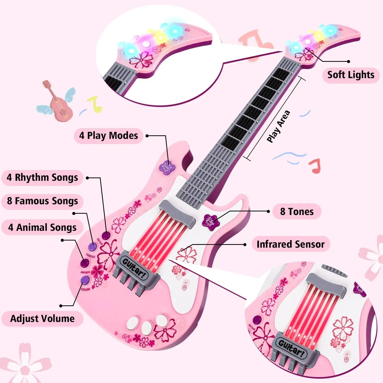 Kids Electric Guitar Toy with Infrared Sensor – Interactive Music Gift