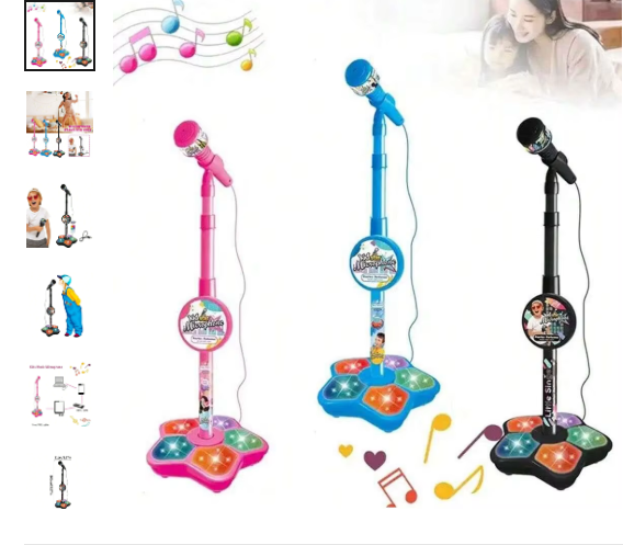 Kids Karaoke Microphone – Hot Pink, Blue & Black